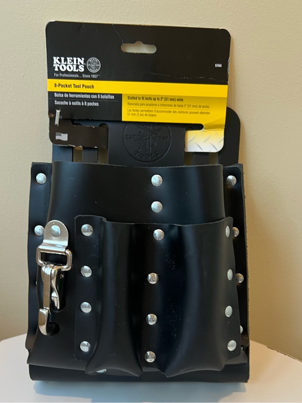 Klein Tools 8-Pocket Tool Pouch Leather Black 5164 NWT